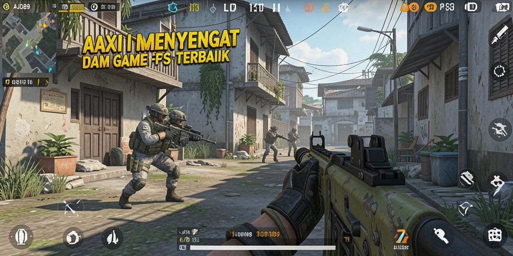 Tangkapan layar aksi intens dari gameplay AJO89 yang menampilkan pertempuran FPS.