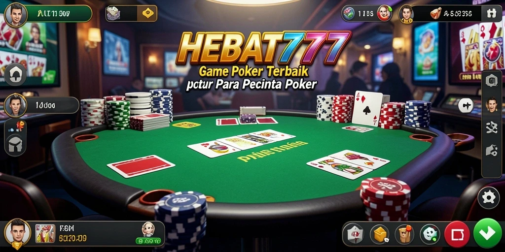 Tampilan permainan poker yang menarik dan interaktif di HEBAT777.