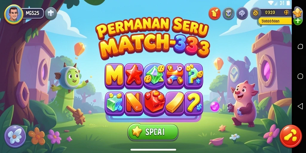 Tampilan gameplay seru dari MG525 dengan mode Match-3 yang menantang.