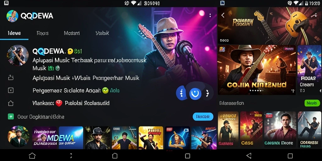 Tangkapan layar gameplay musik dari QQDEWA menunjukkan pengalaman mendengarkan yang interaktif.