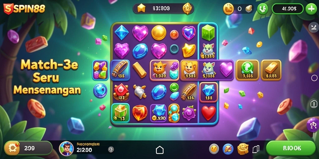 Screenshot gameplay SPIN88 menampilkan momen seru dalam mencocokkan elemen.